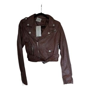 Ashley Outerwear by 26 International Vegan Motorcycle Jacket - Brown M